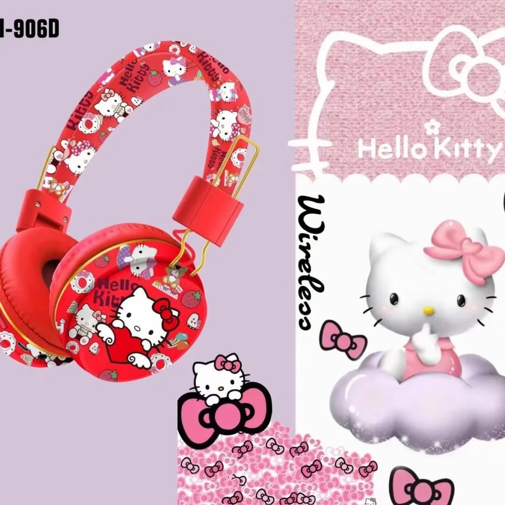 Hello Kitty Pink and Red Kids Wireless Headphones